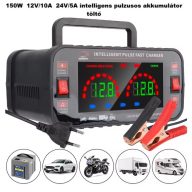 12V 10A 24V 5A 150W AGM/GEL intelligens autó akkumulátor töltő