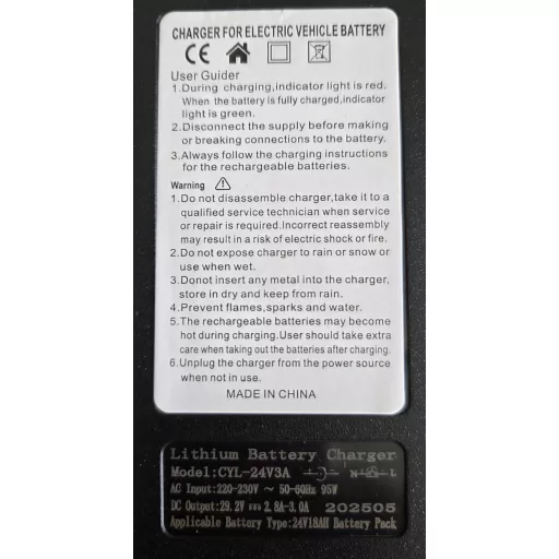 Elektromos kerékpár töltő Lithium akkumulátorhoz 24V 3A (29,2V) 3 pólus