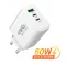 40W 2xUSB PD 1xUSB QC3.0 fehér adapter hálózati gyostöltő
