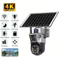   8MP 4K WiFi PTZ Napelemes áramellátás Dupla Objektív 10X Zoom Biztonsági Kamera