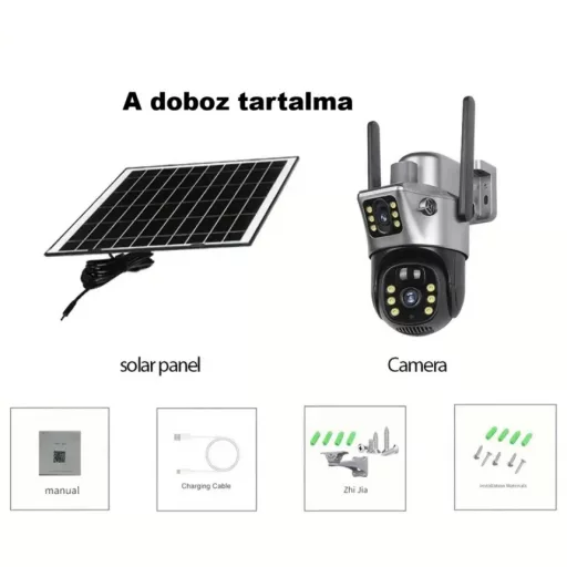 8MP 4K WiFi PTZ Napelemes áramellátás Dupla Objektív 10X Zoom Biztonsági Kamera