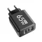 65W 1xUSB-A 1xUSB-C 1xUSB-PD fekete fali töltő
