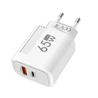 65W 1xUSB-C 1xUSB fehér adapter hálózati gyostöltő