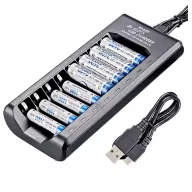 8 csatornás USB AA ceruza AAA mikro elem töltő