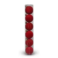   Artezan Karácsonyfadísz Gömb Bársonyos, 5cm Cső Piros 6db/Cső