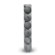   Artezan Karácsonyfadísz Gömb Bársonyos, 5cm Cső Ezüst 6db/Cső