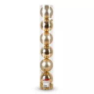   Artezan Karácsonyfadísz Gömb 8cm Cső Arany 7db/doboz +2m Gyöngyfüzér