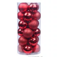 Artezan Karácsonyfadísz Gömb 8cm Cső Piros 24db/doboz