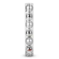   Artezan Karácsonyfadísz Gömb 8cm Cső Ezüst 7db/Doboz + 2m Gyöngyfüzér
