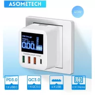 LED kijelzős USB fali töltő