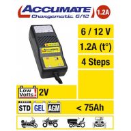 Tecmate Accumate 6-12V/1,2A/4-75Ah/STD/GEL/AGM automata töltő