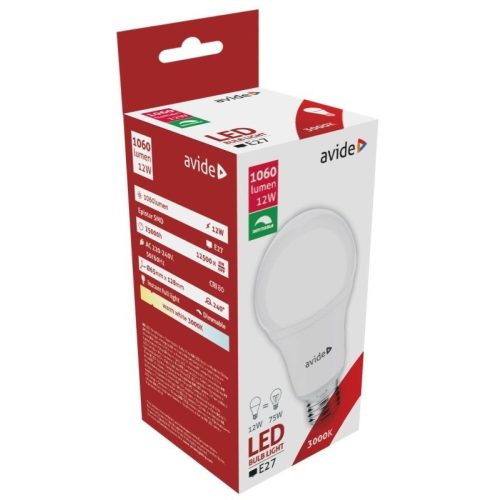 AVIDE 12W E27 1120lm 3000K A65 fényerőszabályozós LED izzó