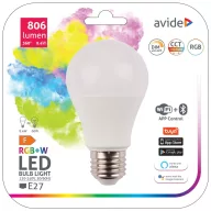   Avide Smart 9,4W (60W) E27 RGB+W WIFI + BLE APP Control 2700-6500K ASG27RGBW-9.4W-WIBLE A60 LED izzó
