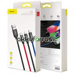   Baseus Cable Three Primary Colors 3-in-1 mobiltelefon töltő kábel