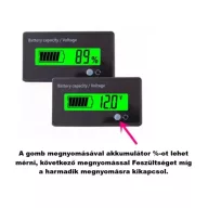 12-72V LCD digitális kapacitásjelző ólom-savas / lítium akkumulátorokhoz