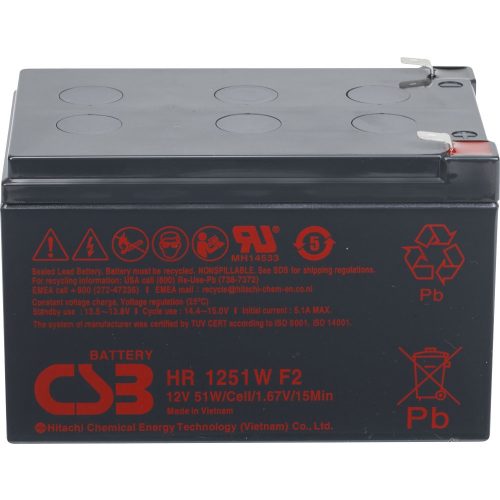 12V 13,5Ah CSB HR1251W nagyáramú zselés akkumulátor