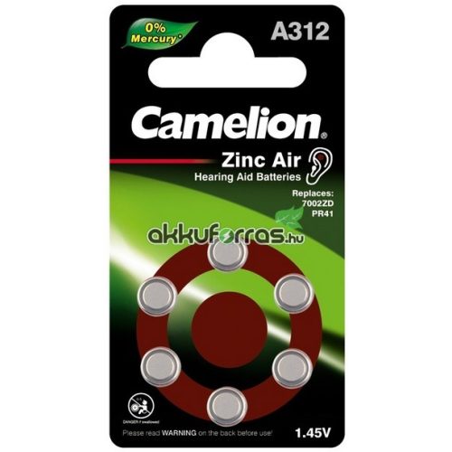 Camelion A312 PR312 PR41 6db hallókészülék elem