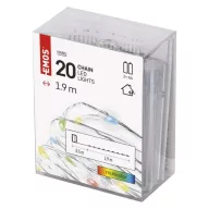    LED karácsonyi nano fényfüzér, 1,9 m, 2x AA, beltéri, többszínű, időzítő D3AM04