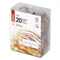    LED karácsonyi nano fényfüzér, 1,9 m, 2x AA, beltéri, meleg fehér, időzítő D3AW07