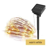   LED nano lánc napelemmel, réz, 12 m, kültéri és beltéri, meleg fehér, időzítő D3ZW01
