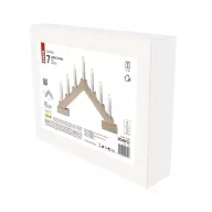    LED gyertyatartó, fa, 29 cm, 2x AA, beltéri, meleg fehér, időzítő DCAW11