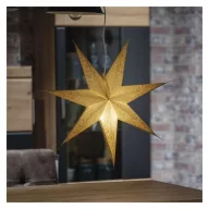    LED papírcsillag, függeszthető, arany csillámporos a szélein, fehér, 60 cm, beltéri DCAZ07