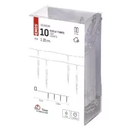    LED karácsonyi fényfüzér – 10x jégcsap, 1,35 m, 2x AA, beltéri, hideg fehér, időzítő DCGC01