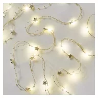    LED karácsonyi fényfüzér arany – csillagok, 1,9 m, 2x AA, beltéri, meleg fehér, időzítő DCGW09
