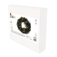   LED karácsonyi koszorú, 40 cm, 2x AA, beltéri, meleg fehér, időzítő DCTW05