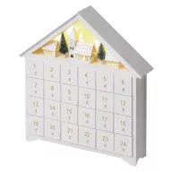    LED adventi naptár, fa, 35x33 cm, 2x AA, beltéri, meleg fehér, időzítő DCWW02