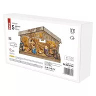    LED karácsonyi betlehem, fa, 19 cm, 3x AA, beltéri, meleg fehér, időzítő DCWW14