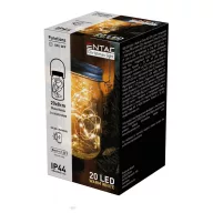   Entac Napelemes IP44 Üveg 20 LED fényfüzérrel meleg fehér