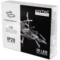 Entac Karácsonyi Beltéri Füzér 30 LED hideg fehér 3,3m 