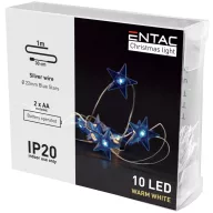   Entac Karácsonyi Beltéri Füzér Kék csillag 10 LED meleg fehér 1,3m 