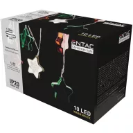   Entac Karácsonyi Beltéri Színes Csillag 60mm Füzér 10 LED meleg fehér 1,65m
