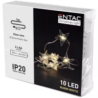   Entac Karácsonyi Beltéri Műanyag Füzér Csillag 10 LED meleg fehér 1,3m