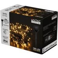   Entac Karácsonyi IP44 100 LED Füzér meleg fehér 10m Leszúrható Napelemes Konzollal