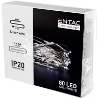   Entac Karácsonyi Beltéri Drótfüzér 80 LED hideg fehér 4,1m 