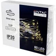  Entac Karácsonyi Beltéri Drótfüzér 80 LED meleg fehér 4,1m 