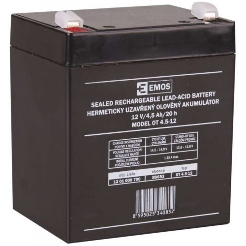 EMOS B9653 12V 4,5Ah zselés akkumulátor