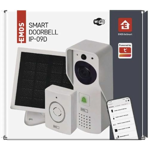 GoSmart Vezeték nélküli akkumulátoros video kaputelefon IP-09D Wi-Fi és napelem H4030