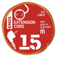   Hosszabbító 15 m / 1 aljzat / narancssárga / PVC / 250 V / 1,5 mm2 P01215R