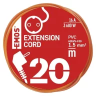   Hosszabbító 20 m / 1 aljzat / narancssárga / PVC / 250 V / 1,5 mm2 P01220R