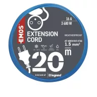    Fagyásálló hosszabbító kábel 20 m / 1 csatlakozó / kék / szilikon / 230 V / 1,5 mm2 P01520W