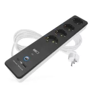   EMOS GoSmart 2m 4 aljzat kapcsolós USB fehér-fekete PVC 1,5mm2 P1422SM hosszabbító