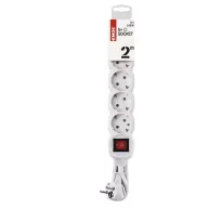  Hosszabbító 2 m / 5 aljzat / kapcsolós / fehér / PVC / 1 mm2 P1522
