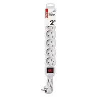   Hosszabbító 2 m / 6 aljzat / kapcsolós / fehér / PVC / 1 mm2 P1622