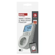   EMOS GoSmart 2 az 1-ben konnektoros időzítő funkcióval schuko WiFi P56601SH digitális szobatermosztát