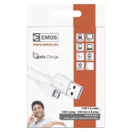   Töltő- és adatkábel USB-A 2.0 / micro USB-B 2.0, gyors töltés, 1 m, fehér SM7004W
