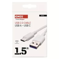   Töltő- és adatkábel USB-A 2.0 / USB-C 2.0, 1,5 m, fehér SM7026